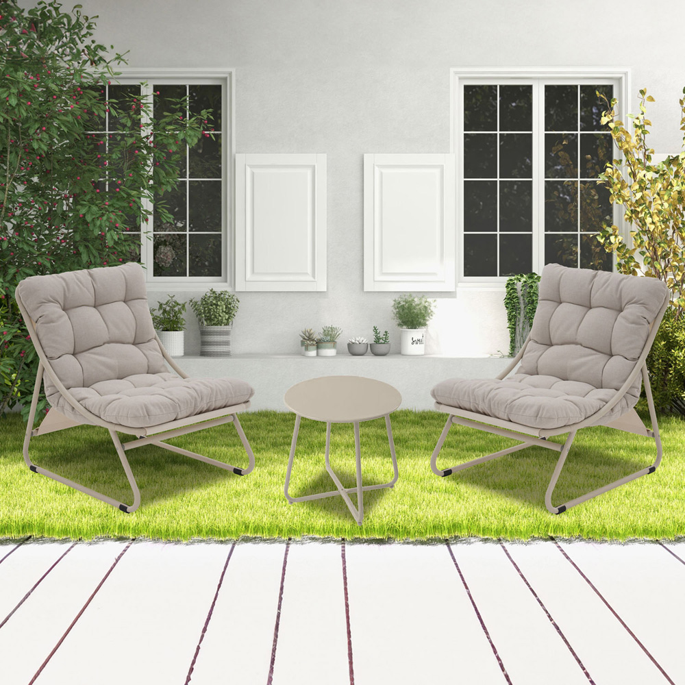 Malay Outdoor Essentials Siesta 2 Seater Sling Bistro Set Grey Image 6
