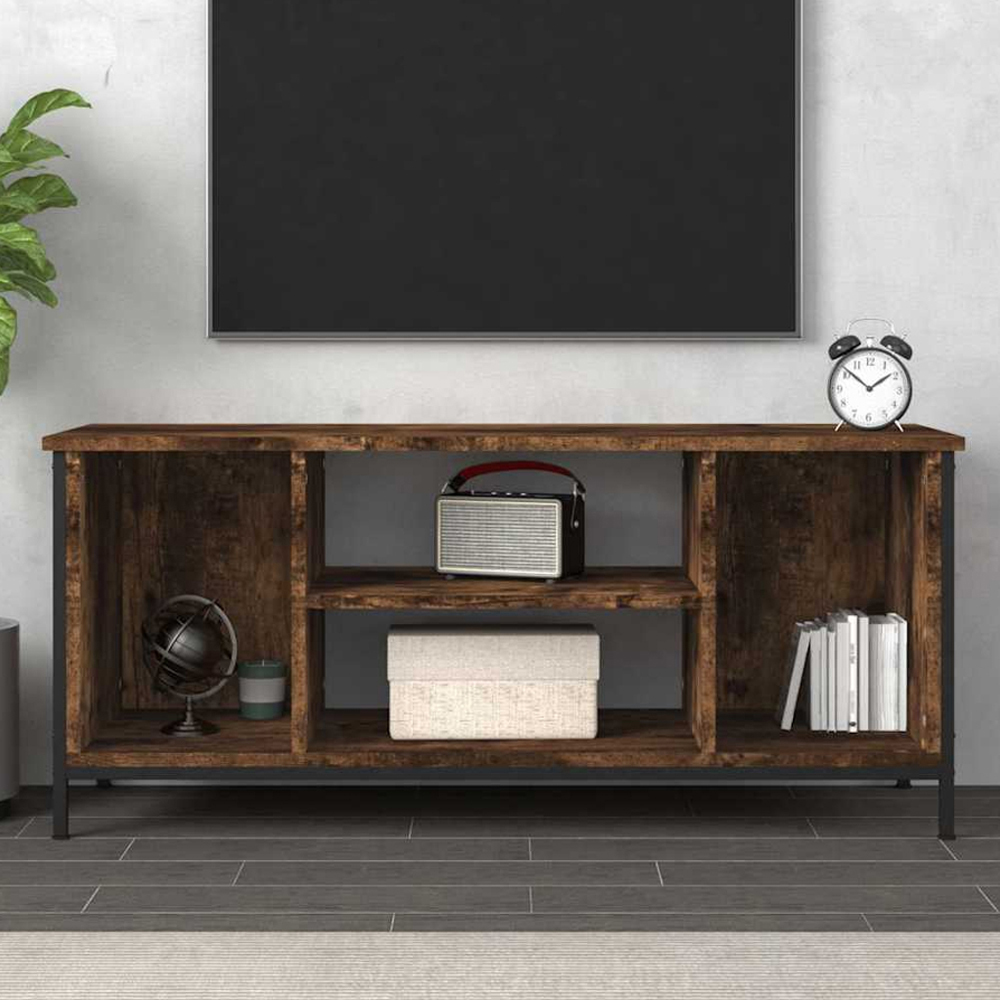 vidaXL 4 Shelf Smoked Oak TV Cabinet Image 1