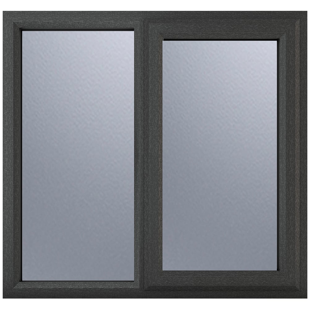 Crystal uPVC Double Glazed Window RH Side Hung Next to a Fixed Grey White Obscure Glass 1190x1115mm Image 1