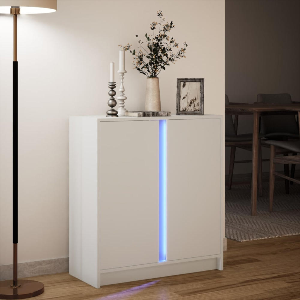 vidaXL 2 Door White LED Sideboard Image 9