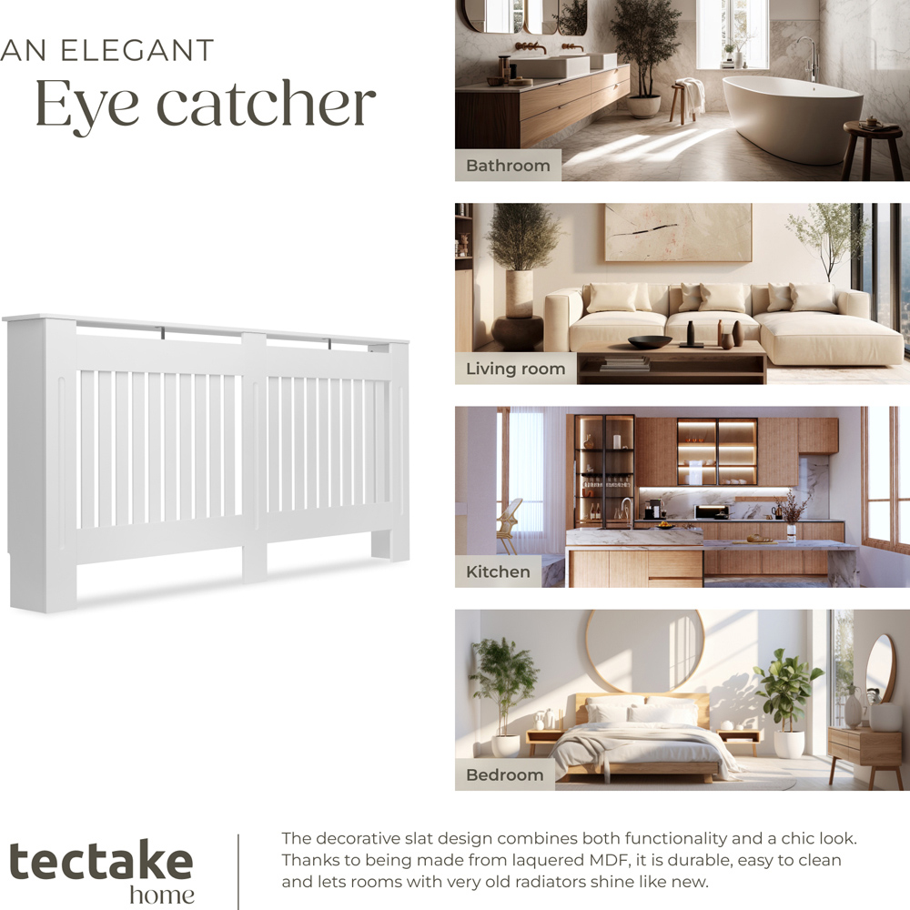 tectake Vila Louvre Style White Radiator Cover 172 x 82 x 19cm Image 7