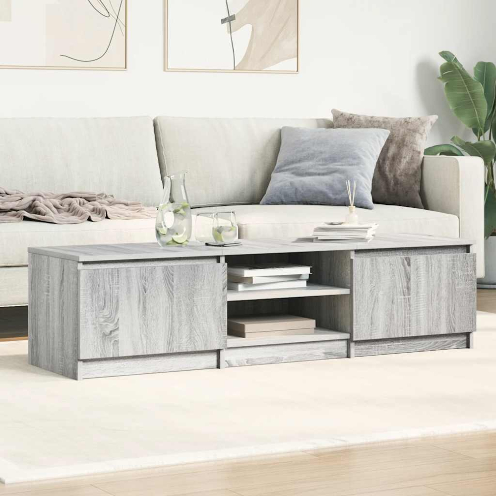 vidaXL 2 Door 2 Shelf Grey Sonoma TV Cabinet Image 3