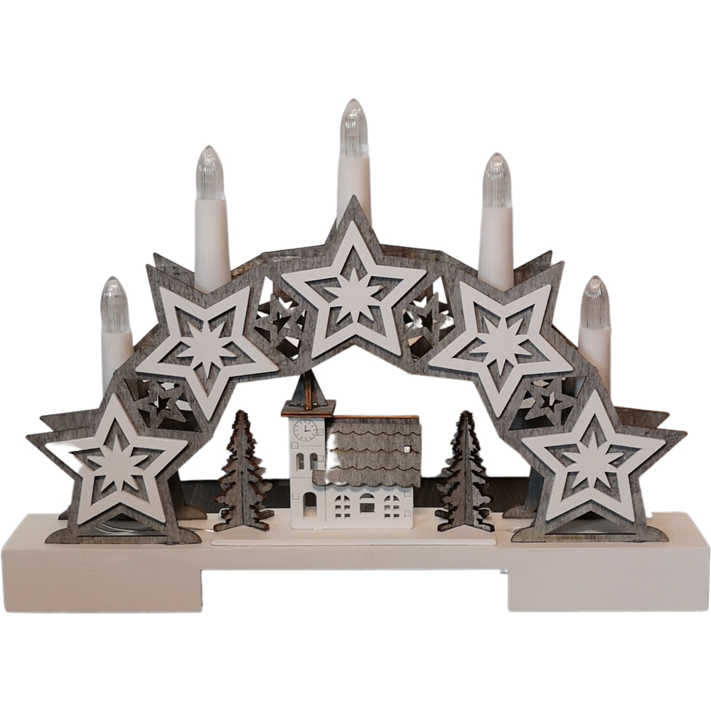 Samuel Alexander Star and Village Candle Bridge LED Christmas Decoration 32cm Image 2