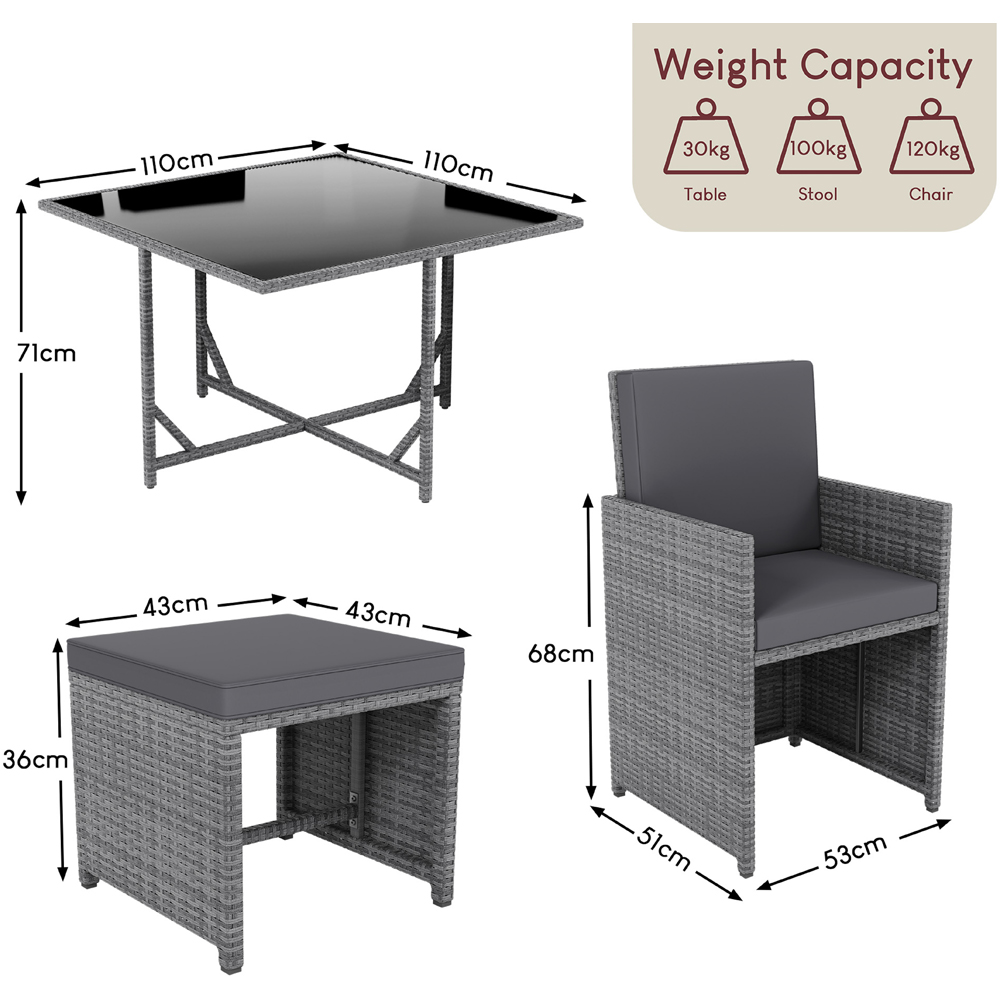 GARDEN VIDA Cuba 8 Seater Grey PE Rattan Garden Dining Set with Cover Image 9
