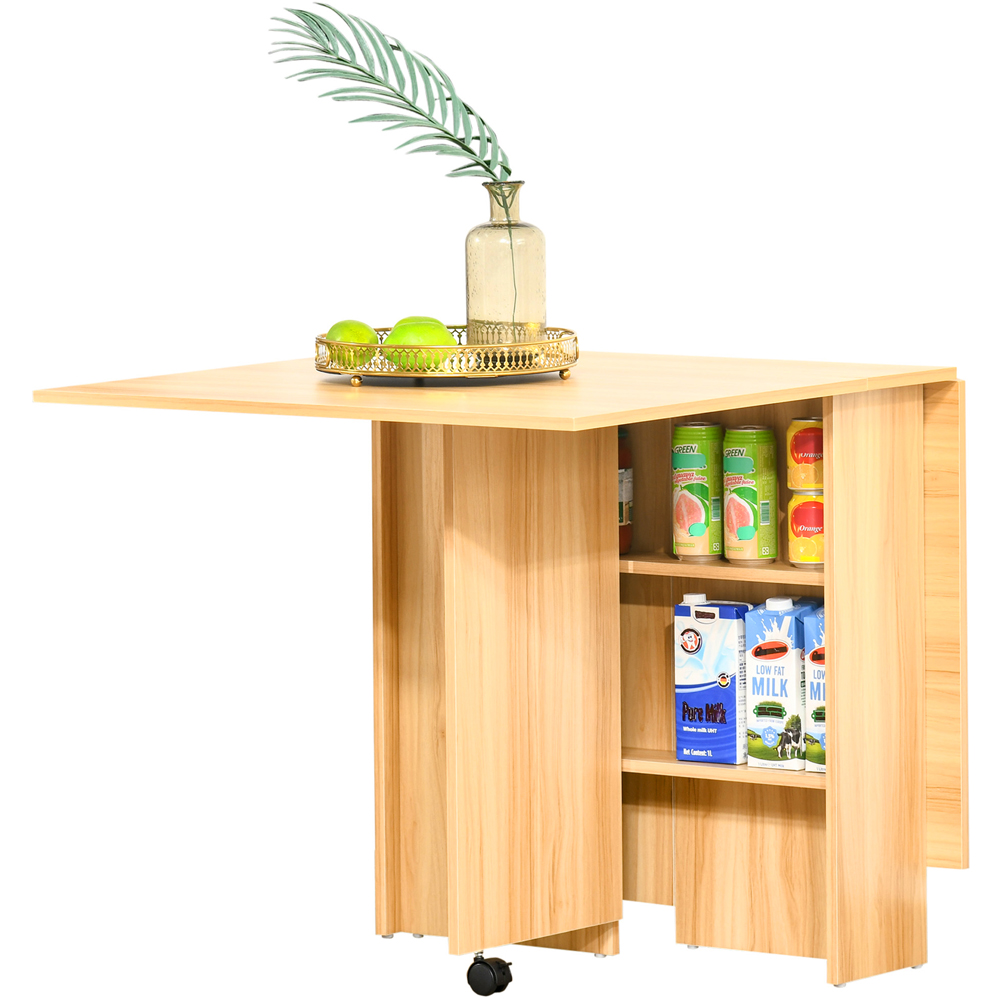 HOMCOM 6 Seater Foldable Dining Table with Storage Shelf Image 2