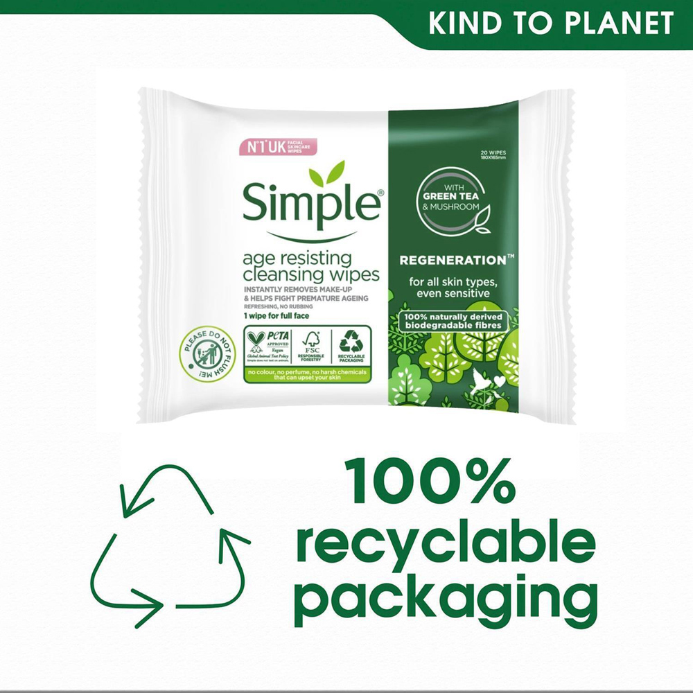 Simple Regeneration Age Resisting Cleansing Wipes 3 Pack Image 3