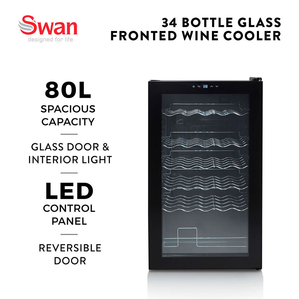 Swan Black 34 Bottle Wine Cooler 80L Image 7
