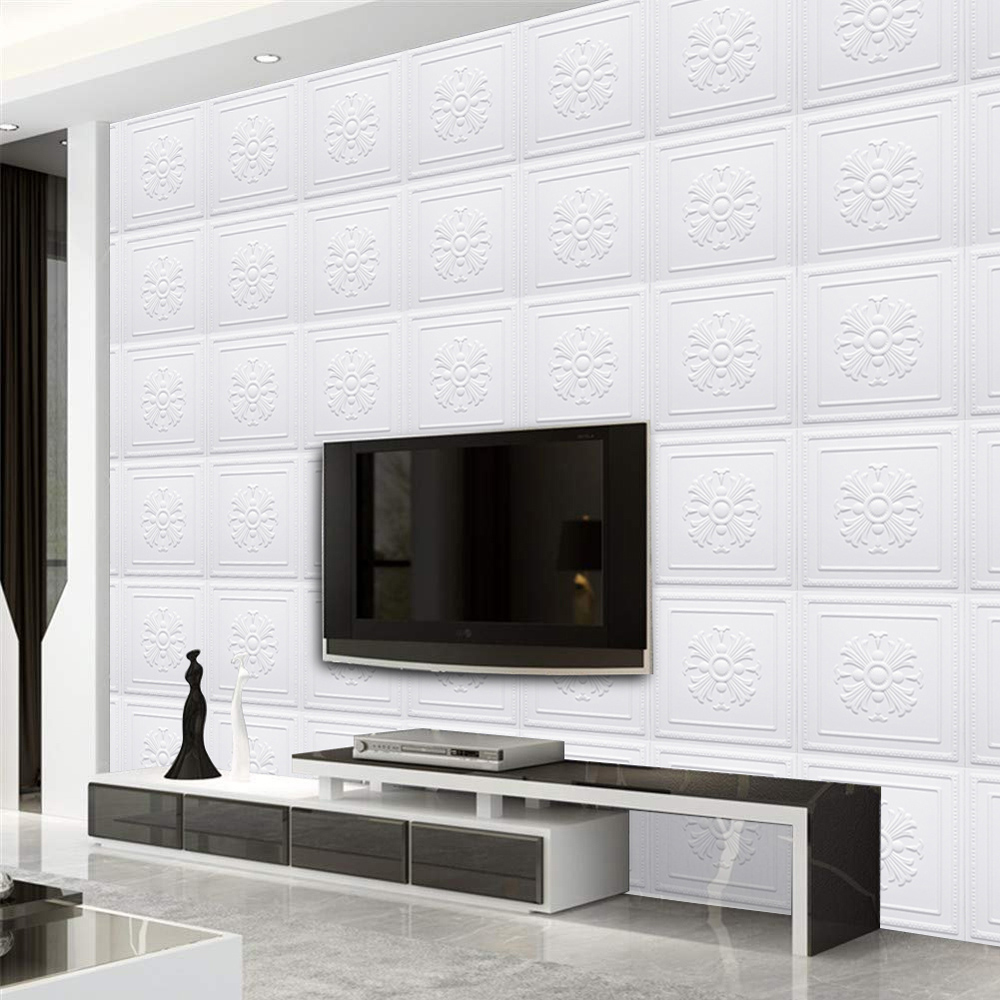 Living and Home Matt White 3D Wave Wall Panel 12 Pack Image 7