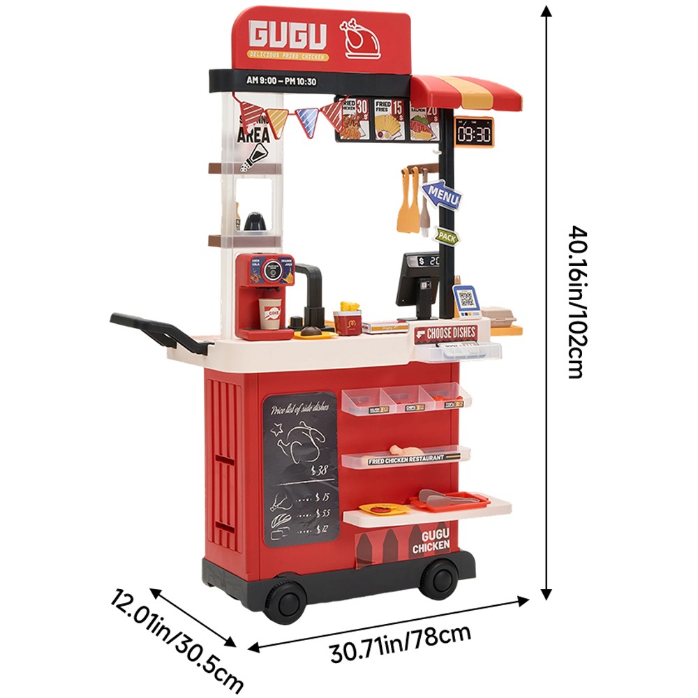 H&O Direct Kids Fried Chicken Food Truck Pretend Play Set with Sound Image 6