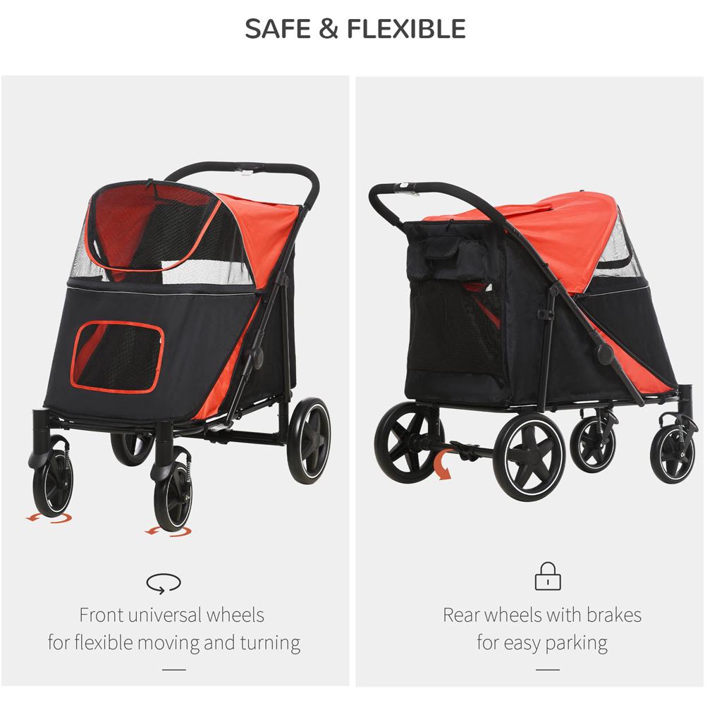 PawHut Red Foldable Dog Carriage Image 5