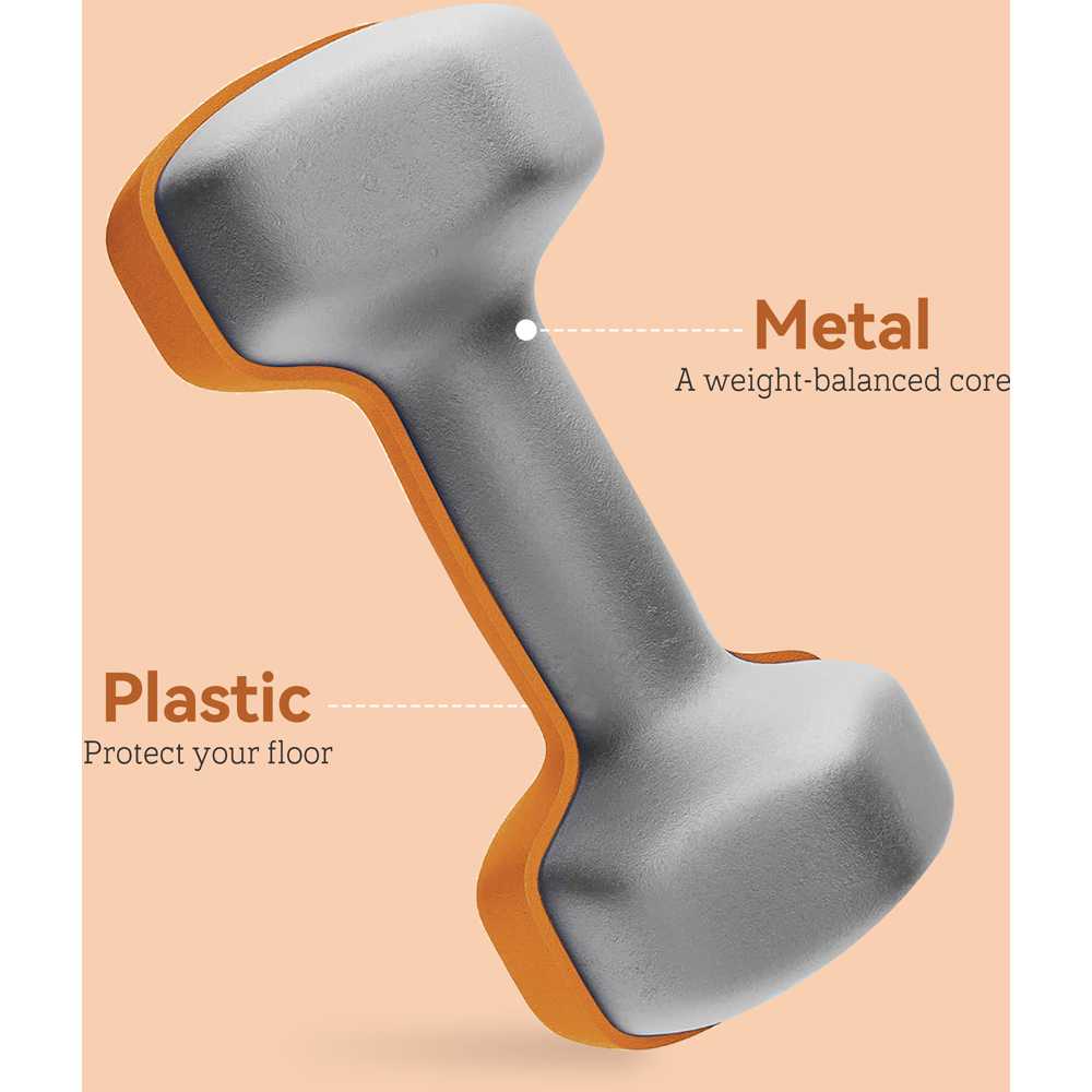 SPORTNOW Orange Hexagonal Dumbbell 1.5kg 2 Pack Image 7