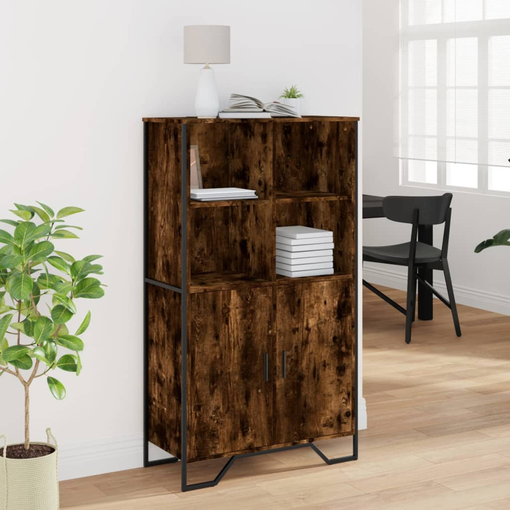 vidaXL 2 Door 4 Shelf Smoked Oak Highboard Image 9