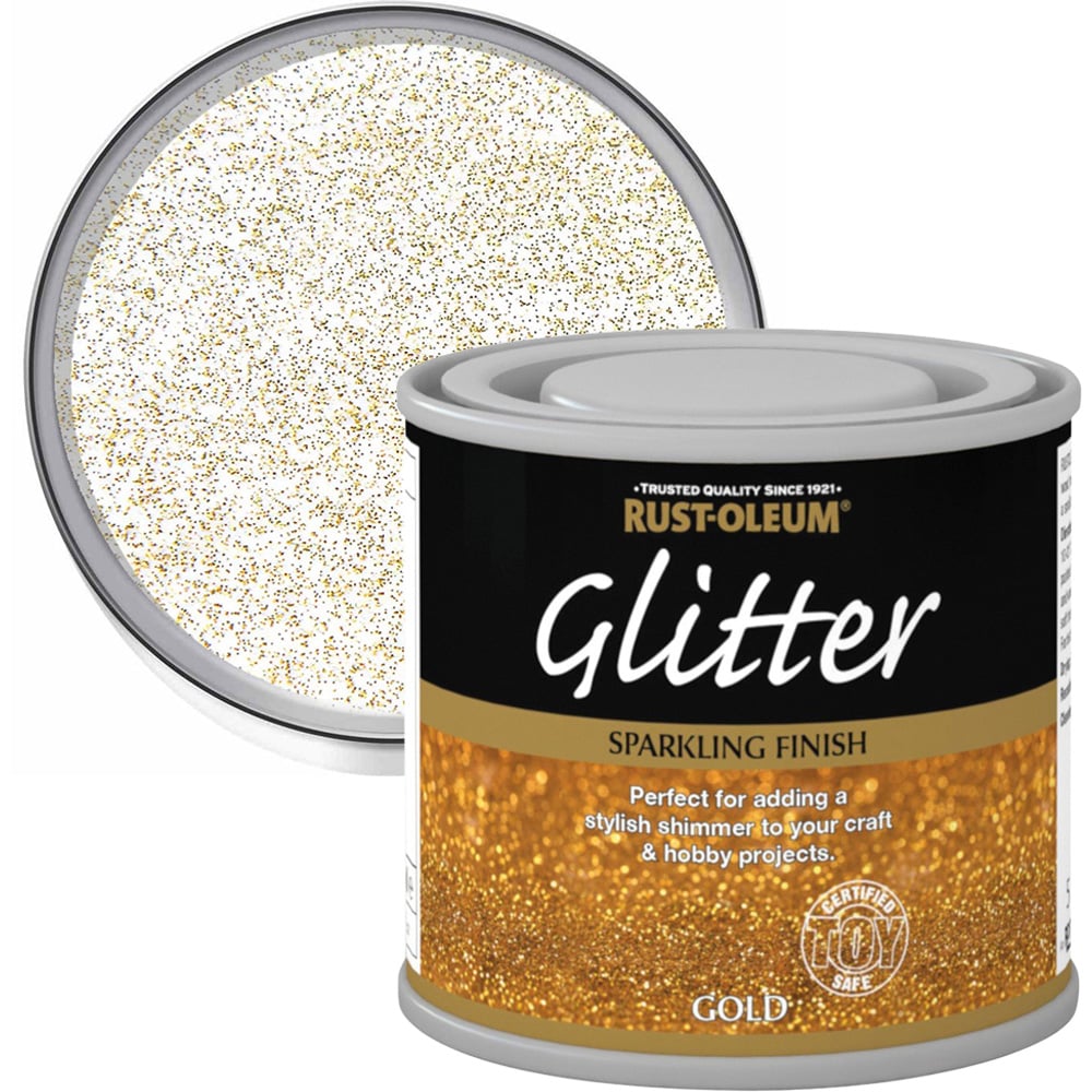 Rust-Oleum Glitter Gold Sparkling Finish Paint 125ml Image 1
