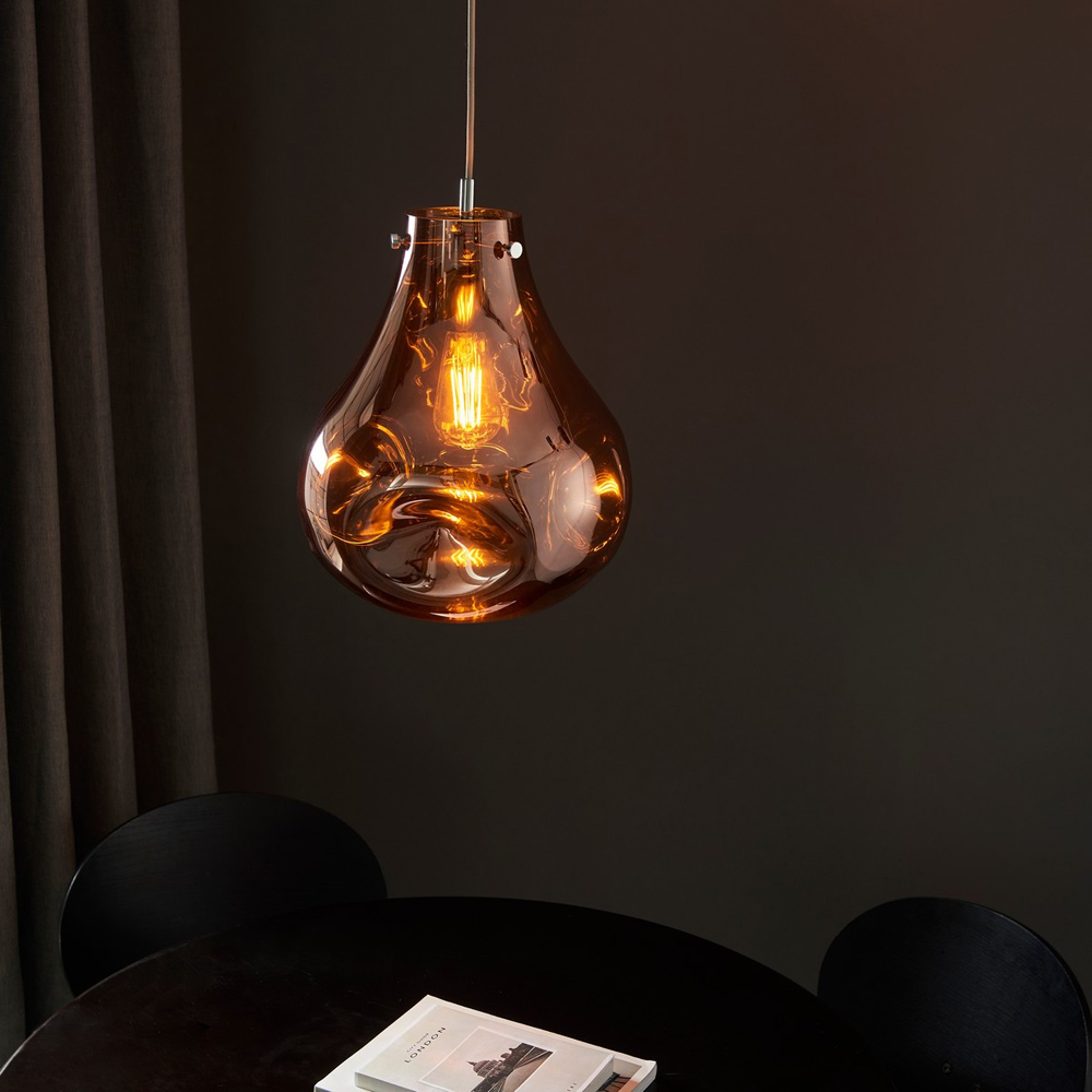 Merano Perugia Metallic Glass Copper Pendant Ceiling Lamp Image 7