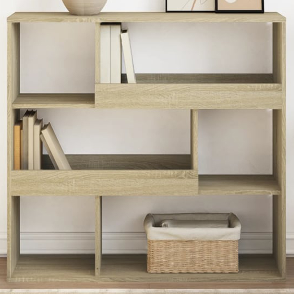 vidaXL 6 Shelf Sonoma Oak Small Bookcase Image 1