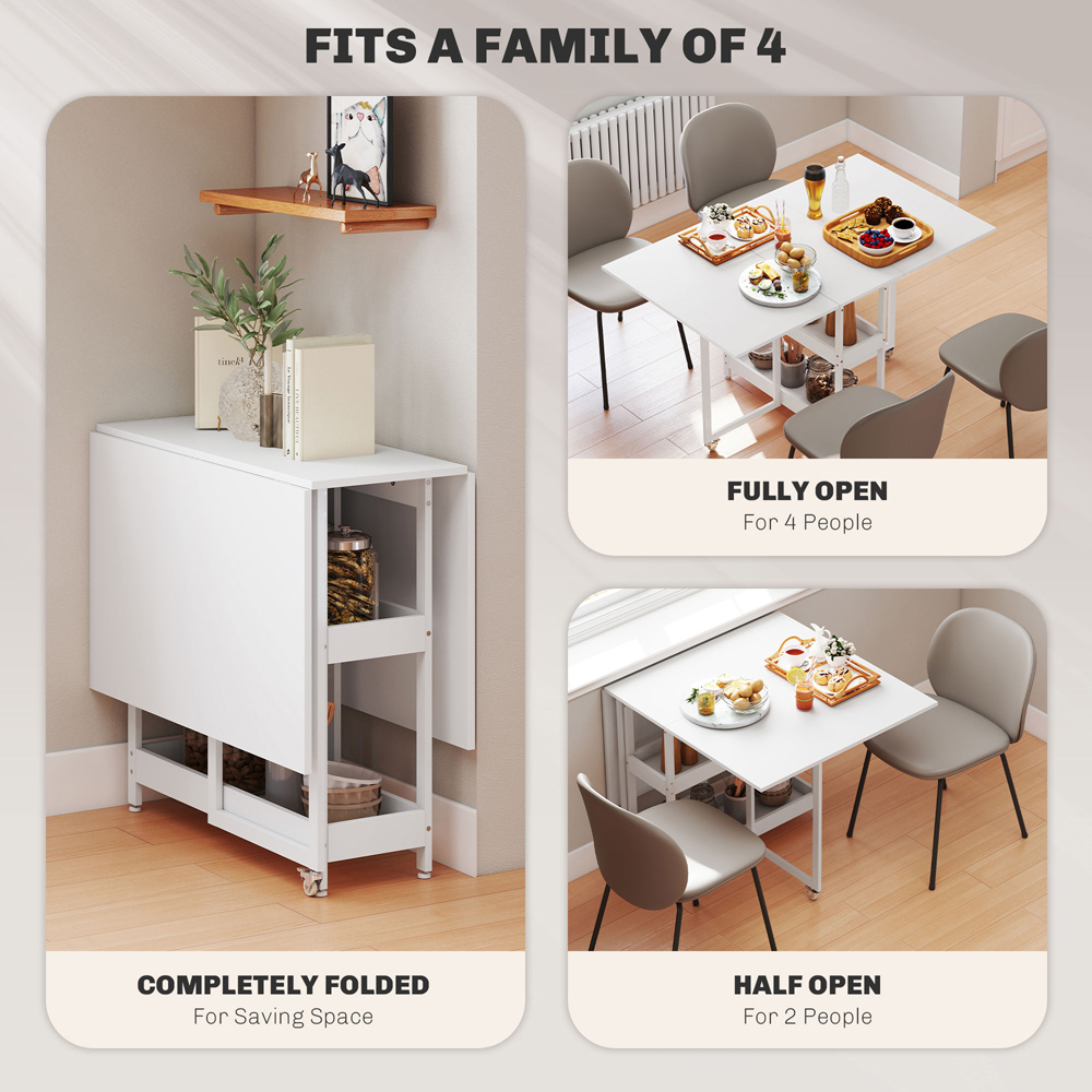 HOMCOM 4 Seater White Foldable Dining Table Image 8