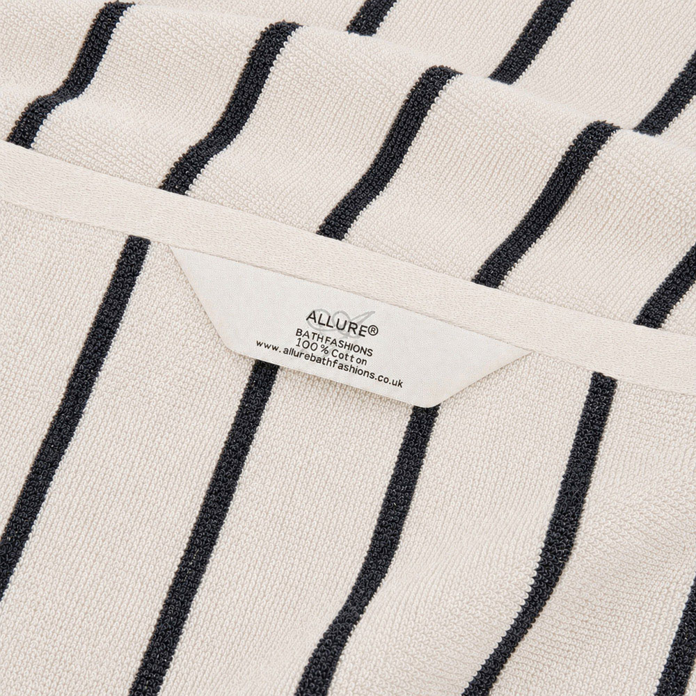 Allure Bath Fashions Cream and Black Strand Striped Bath Towel 70 x 130cm 2 Pack Image 5