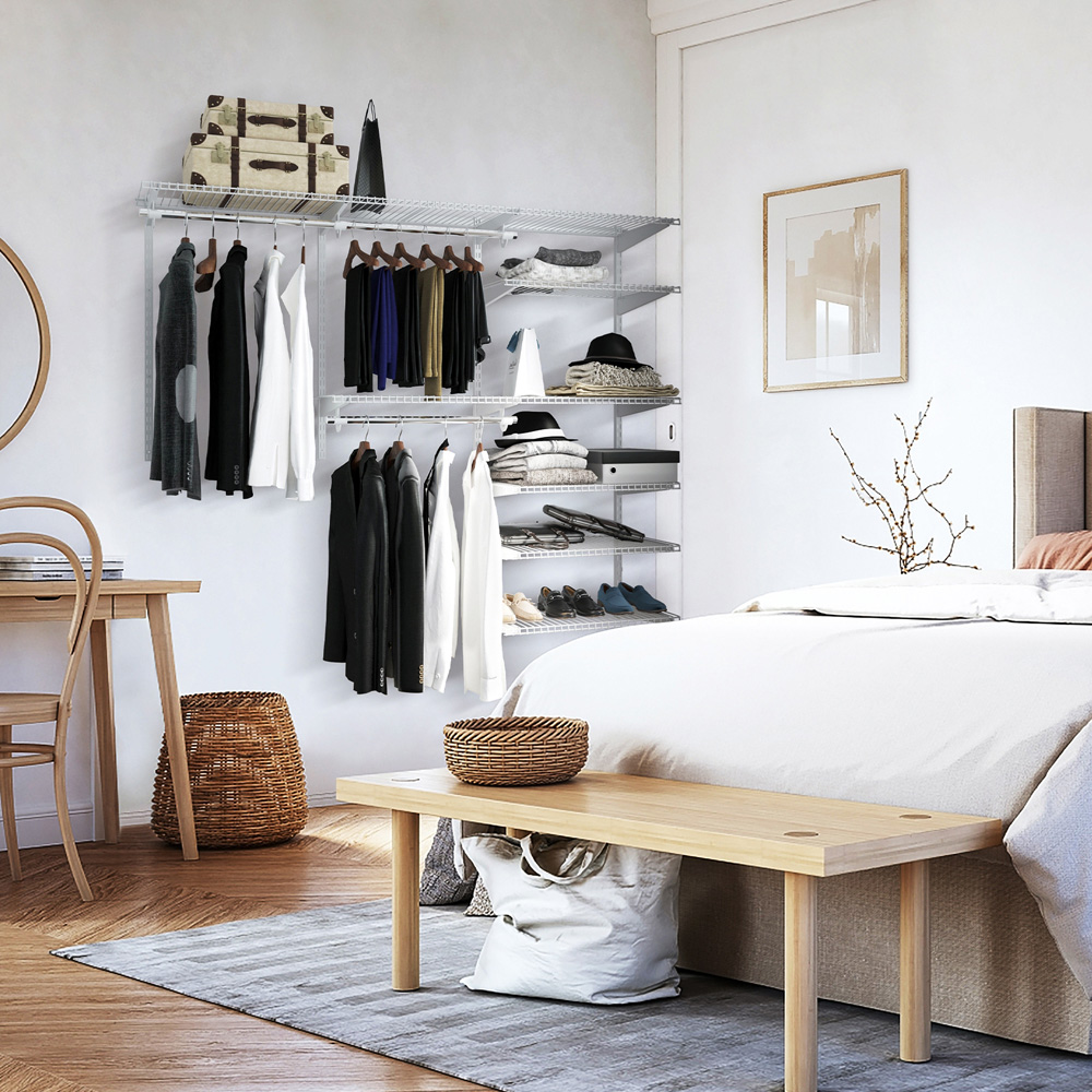 Costway Wall Mounted Closet Organizer Kit with Hanging Rod Image 8
