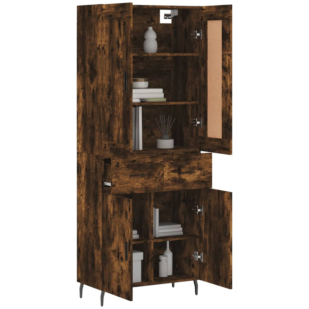 vidaXL 4 Door 2 Drawer Smoked Oak Highboard Image 3