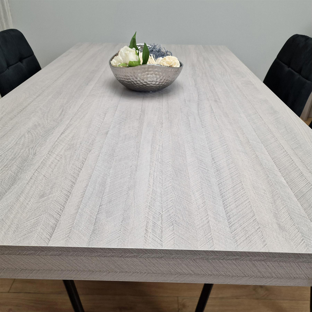 Portland 4 Seater Velvet Dining Set Grey and Black Image 2