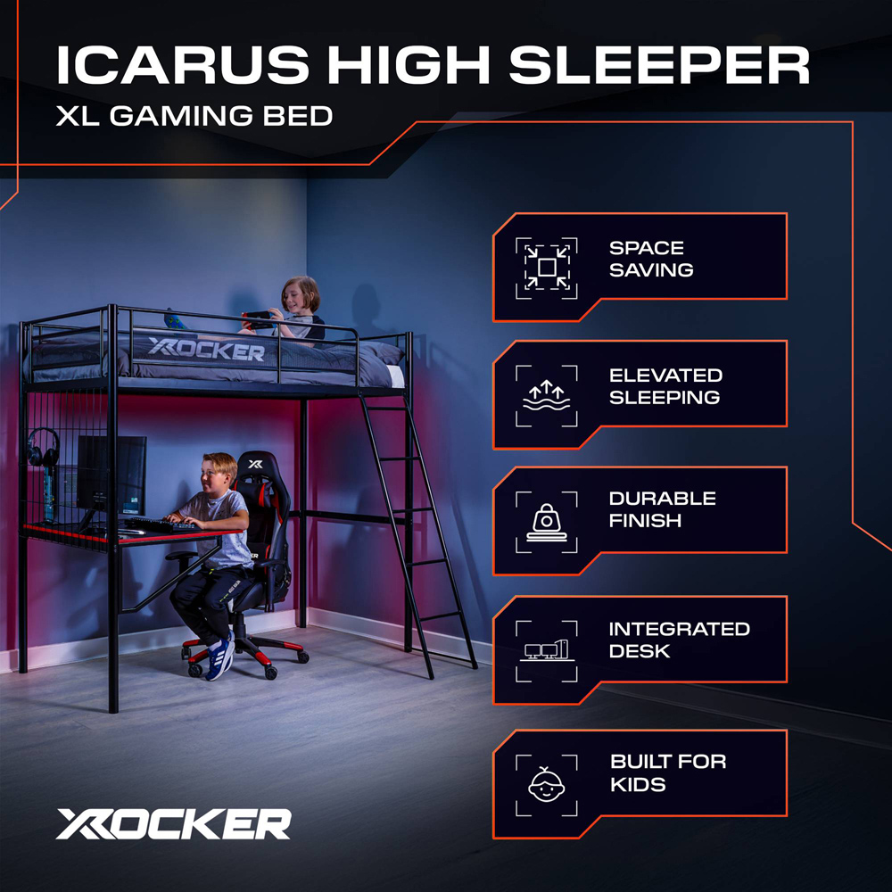 X Rocker Icarus XL Black Gaming High Sleeper with Desk Image 2