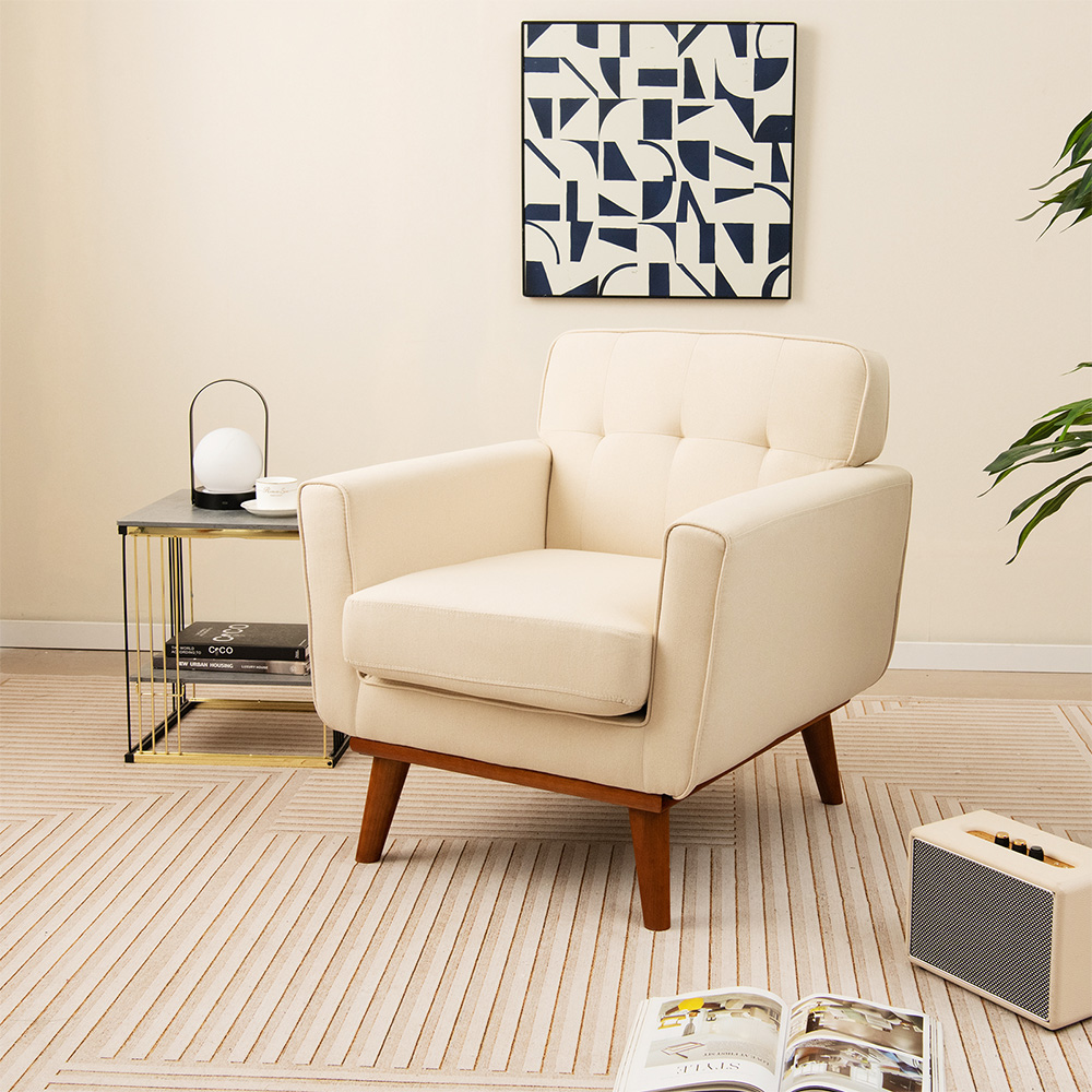 Costway Beige Padded Accent Armchair Image 3