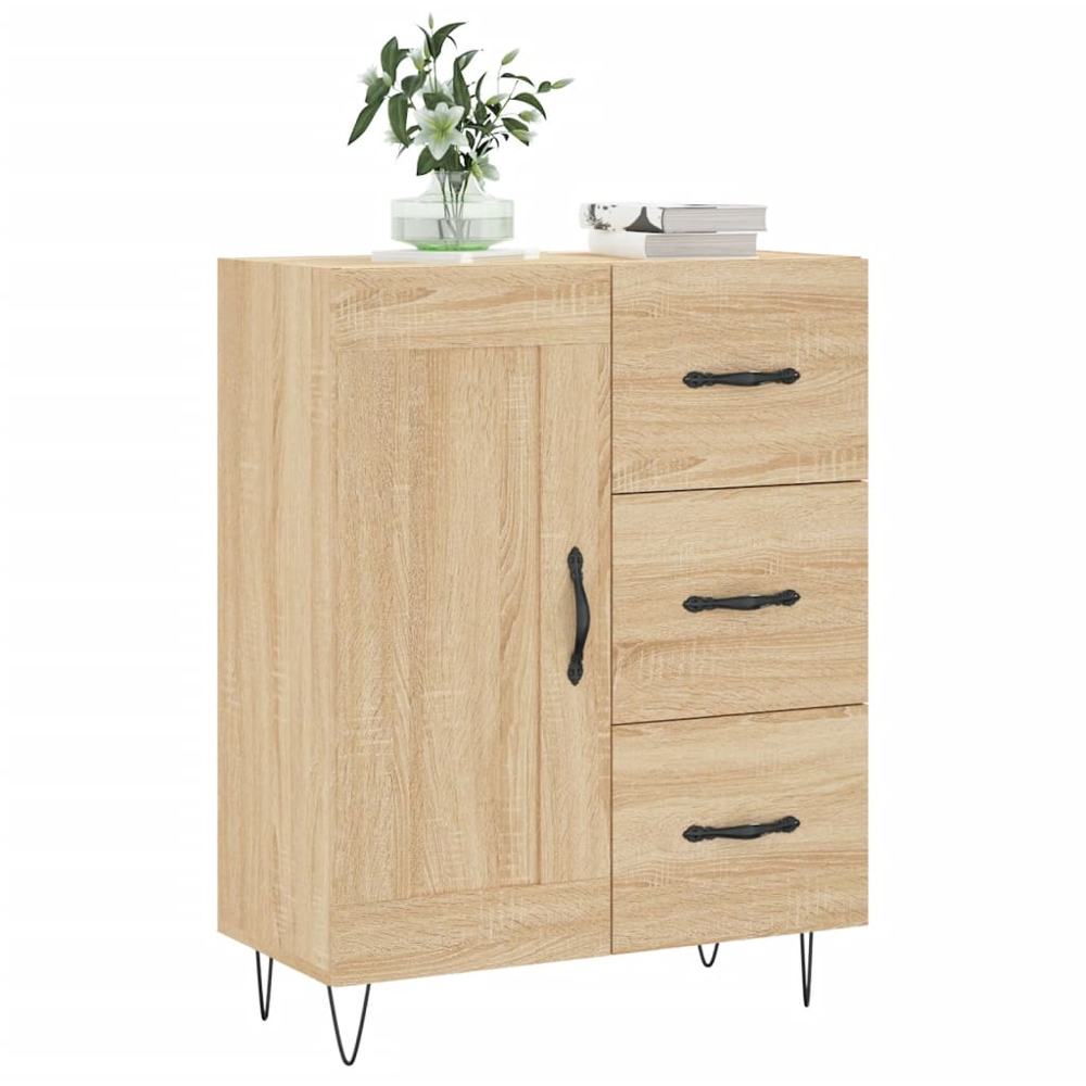 vidaXL Single Door 3 Drawer Sonoma Oak Sideboard Image 3