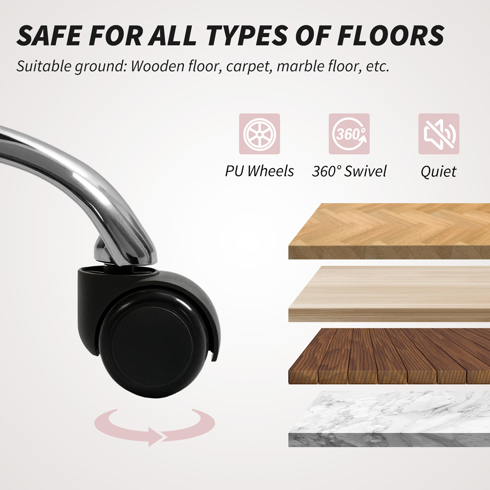 HOMCOM Pink Swivel Armless Makeup Vanity Chair Image 7