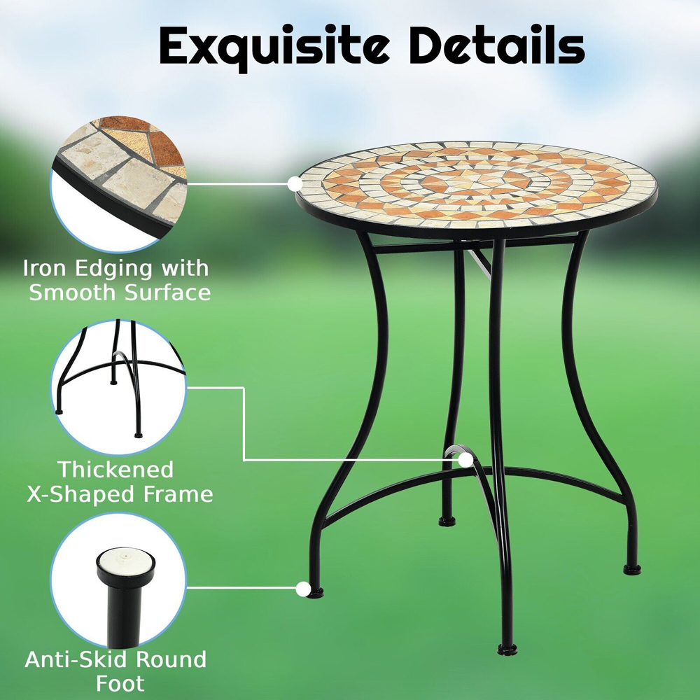 Costway Mosaic Round Coffee Table Image 8