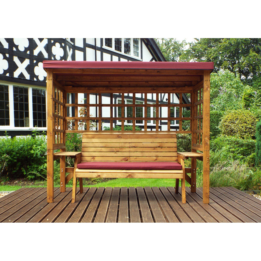 Charles Taylor Wentworth 3 Seater Arbour with Burgundy Roof Cover Image 4