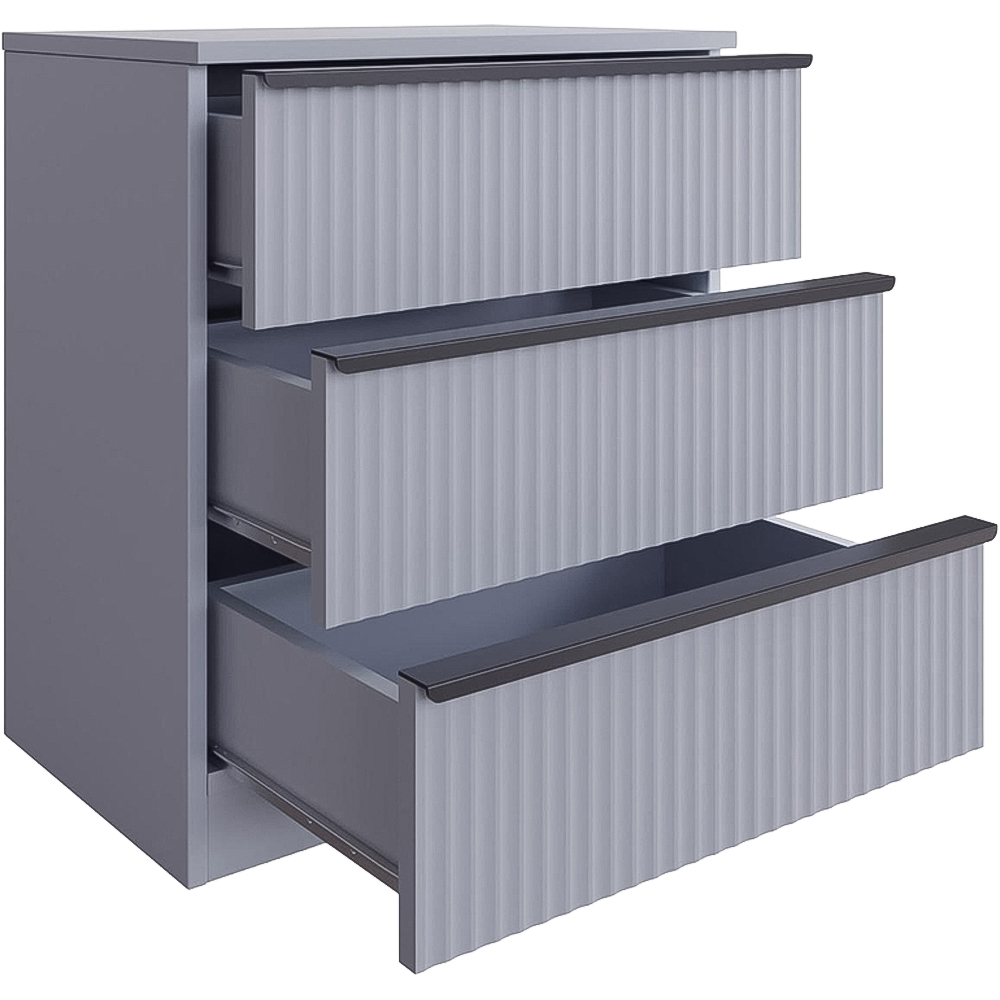 FWStyle Lania 3 Drawer Dark Grey Scalloped Ripple Effect Chest of Drawers Image 3