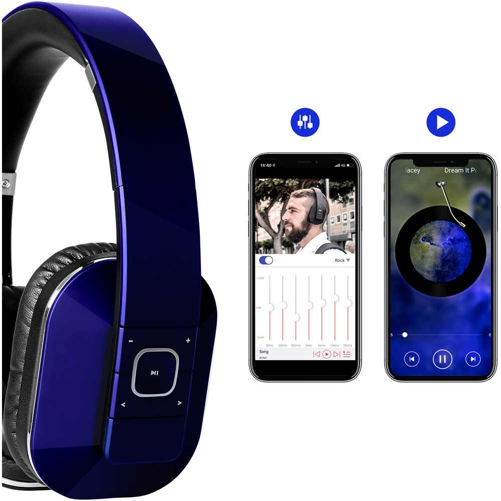 August EP650L Blue Wireless Low Latency NFC Bluetooth Headphones with Mic Image 4