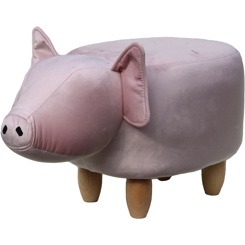 Gardeco Pinky The Pig Pink Velvet Footstool Image 2