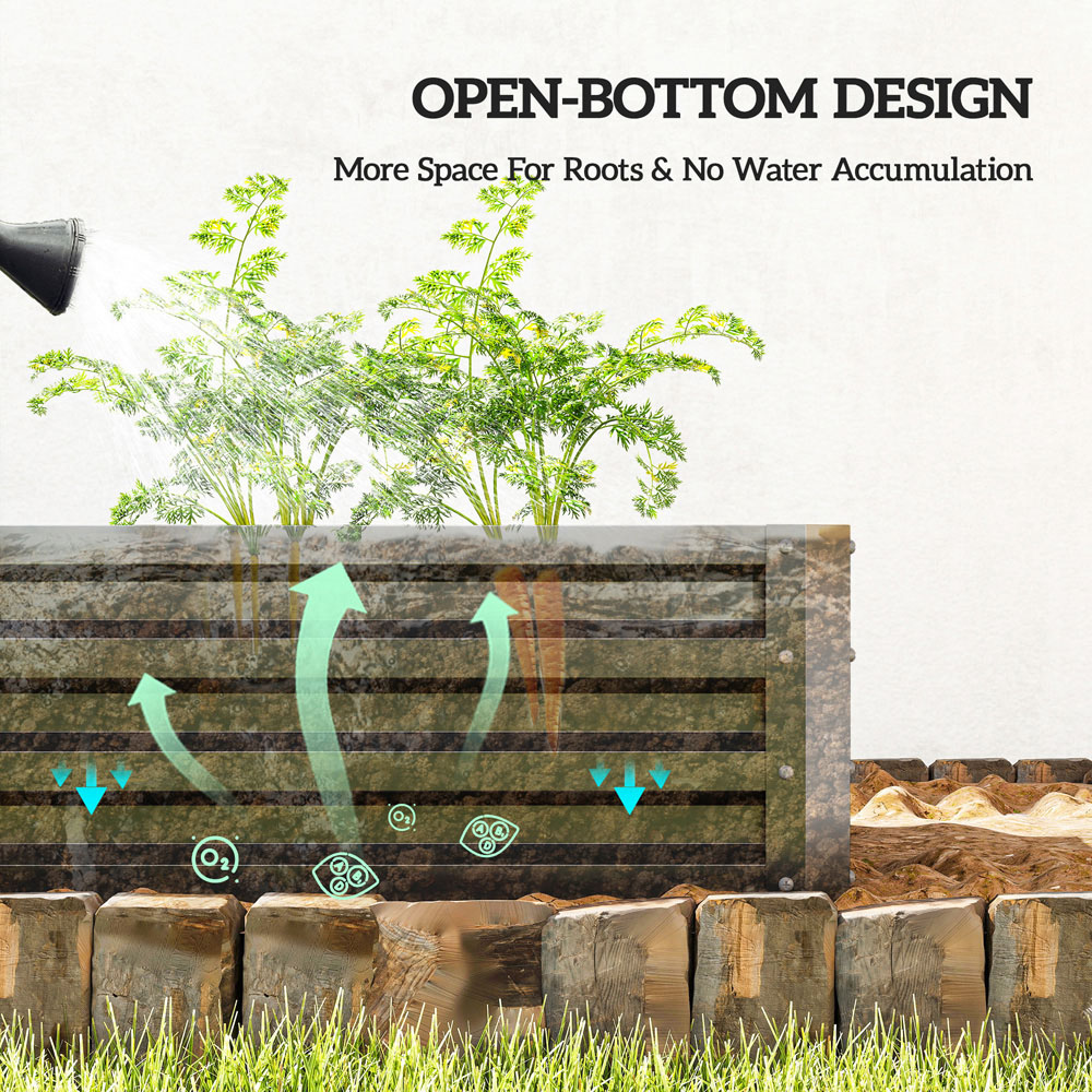 Outsunny Grey Galvanised Steel Raised Garden Bed Planter 30.5 x 60 x 120cm Image 5
