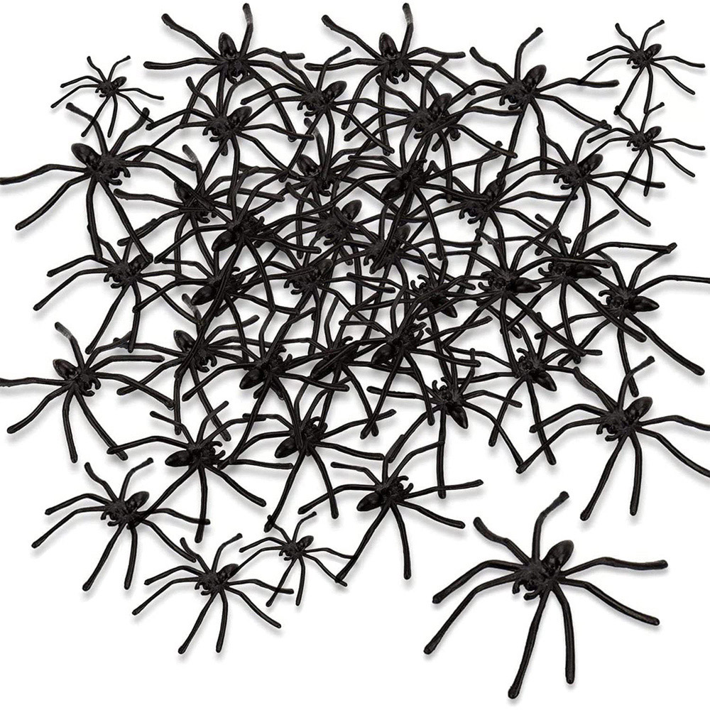 Shatchi Halloween Black Plastic Spider 24 Pack Image 1