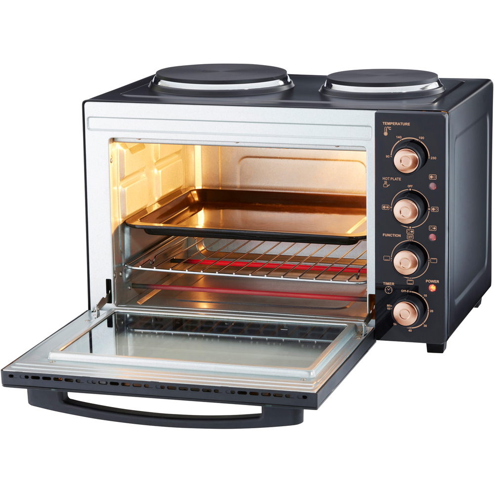 Cooks Professional K493 Copper Counter Top 34L Mini Oven Grill with 2 Hobs Image 5