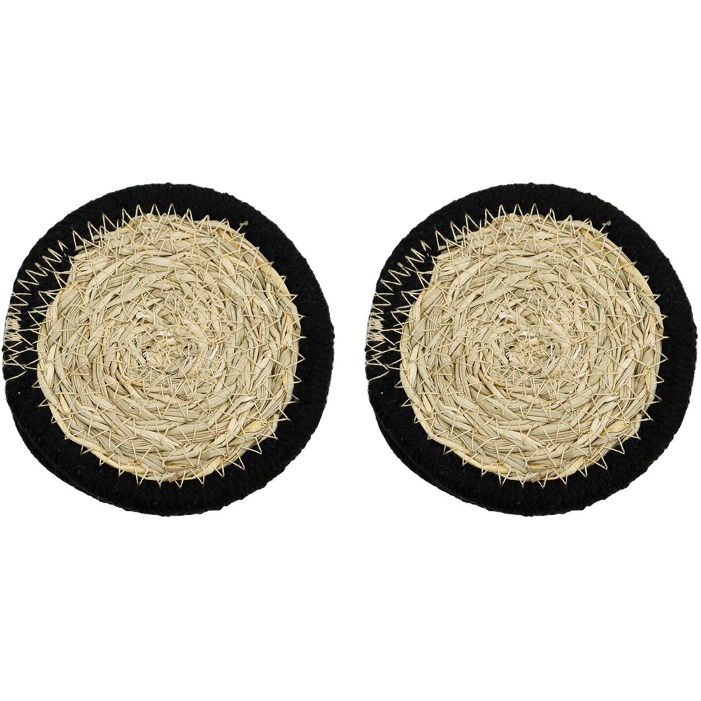 Pack of 4 Malmo Woven Edge Coasters - Brown & Black Image