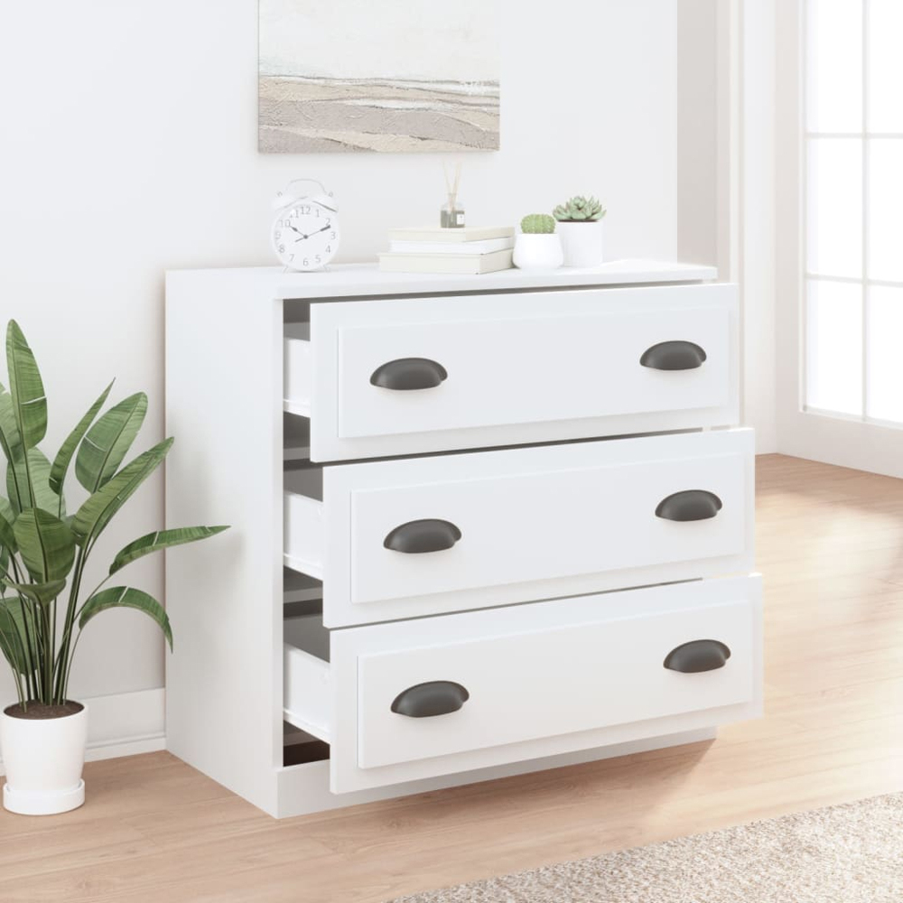 vidaXL 3 Drawer White Sideboard Image 8