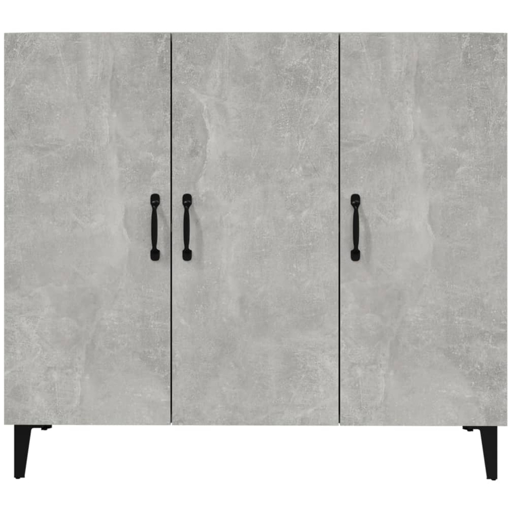vidaXL 3 Door Concrete Grey Industrial Wooden Sideboard Image 4