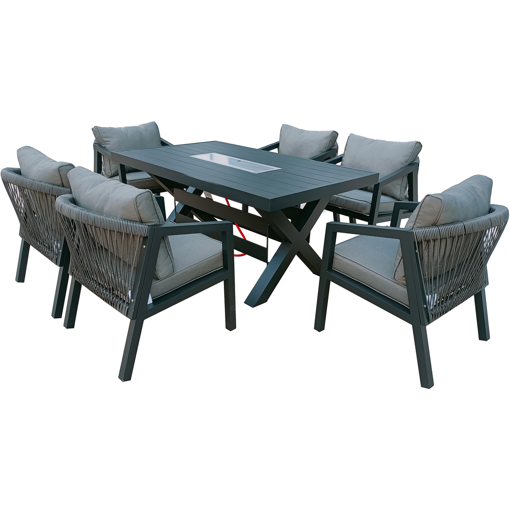 Furniture One 6 Seater Grey Aluminium Firepit Garden Dining Set Image 4