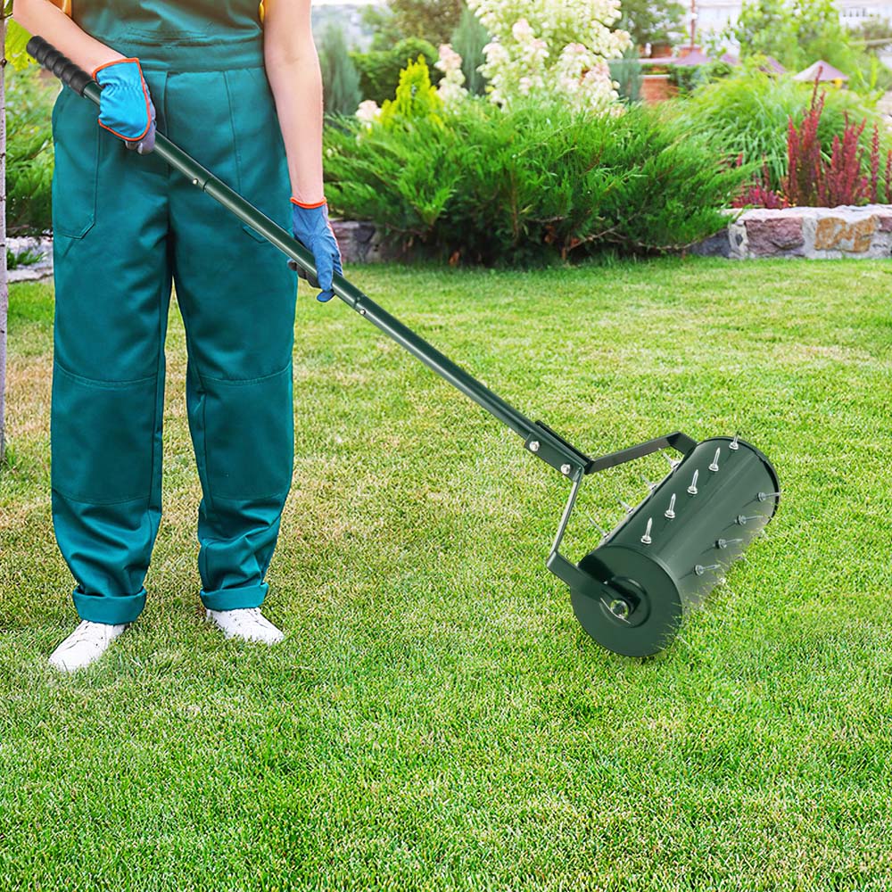 Costway Green Manual Rolling Lawn Aerator 450mm Image 3