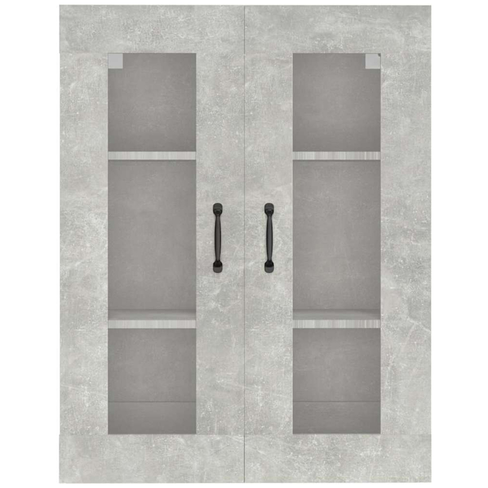 vidaXL 2 Glass Door 3 Shelf Concrete Grey Hanging Wall Cabinet Image 3