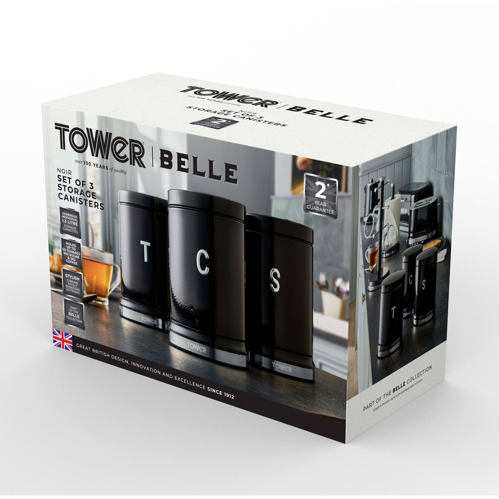 Tower Belle Noir Canisters Set of 3 Image 2