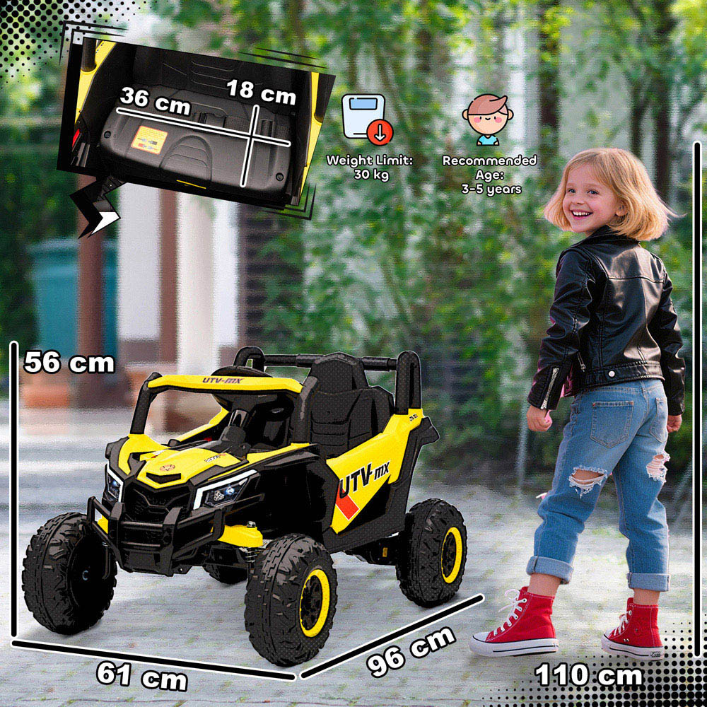 Tommy Toys Kids Yellow Ride On Electric UTV Car with Remote and Safety Belt Image 9
