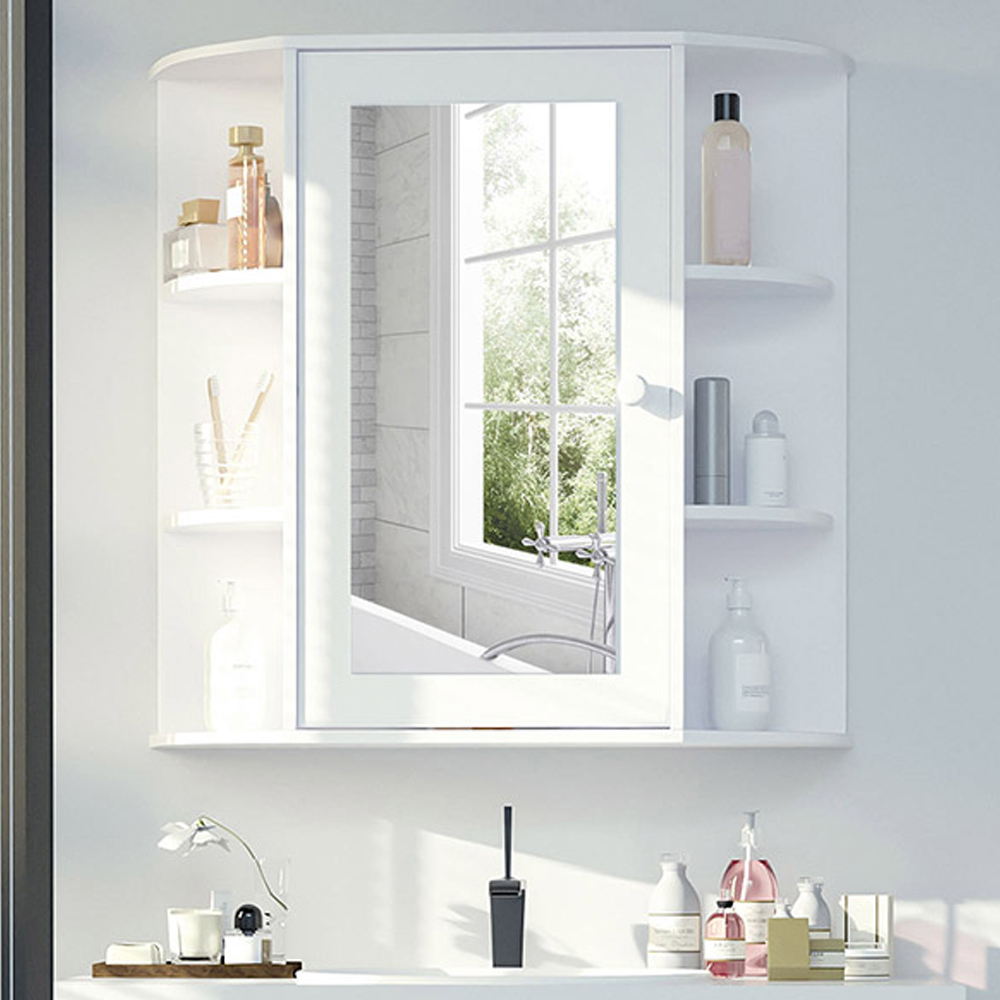 Portland White Multi Shelf Wall Mounted Bathroom Cabinet Image 1