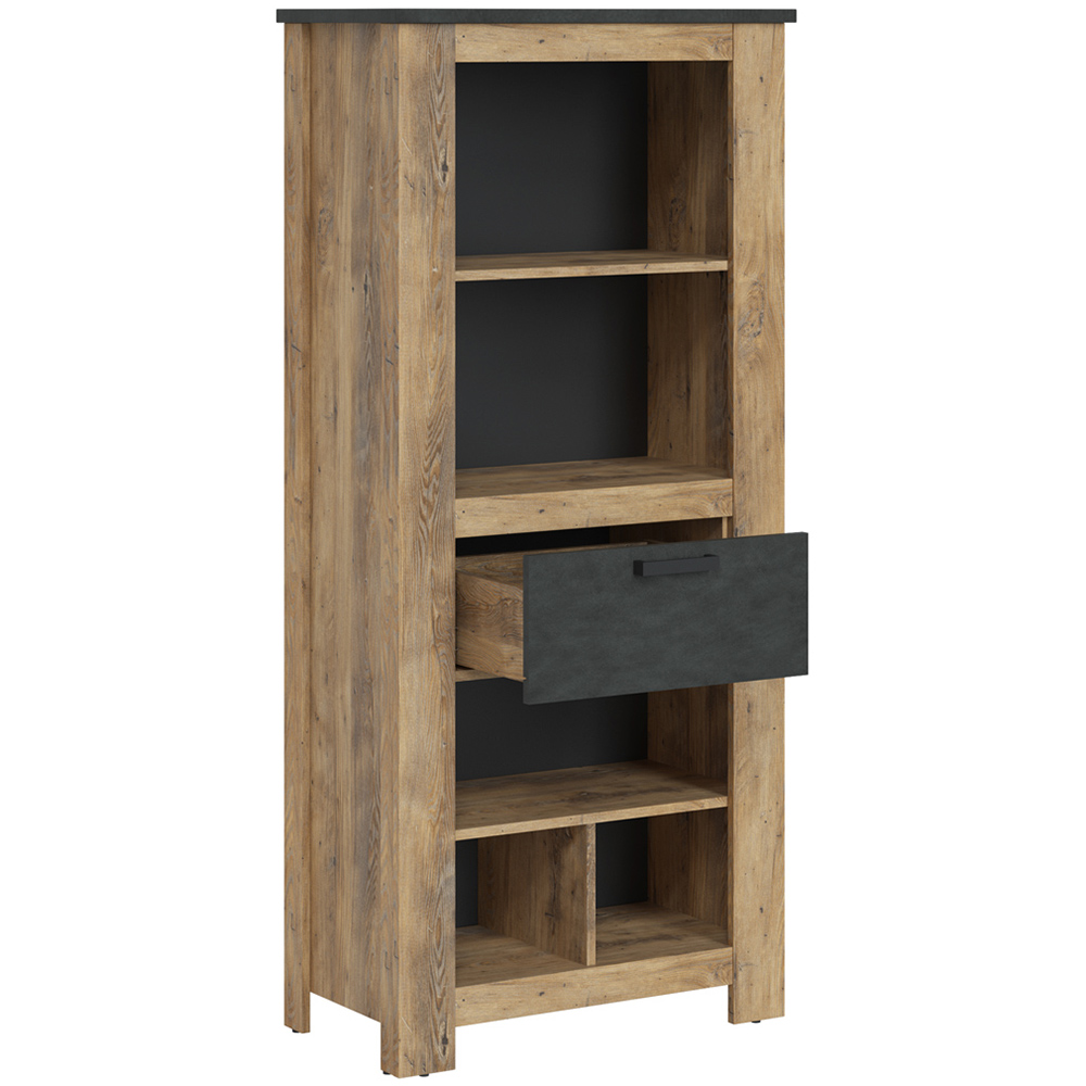 Florence Single Drawer 5 Shelf Chestnut and Matera Grey Bookcase Image 3