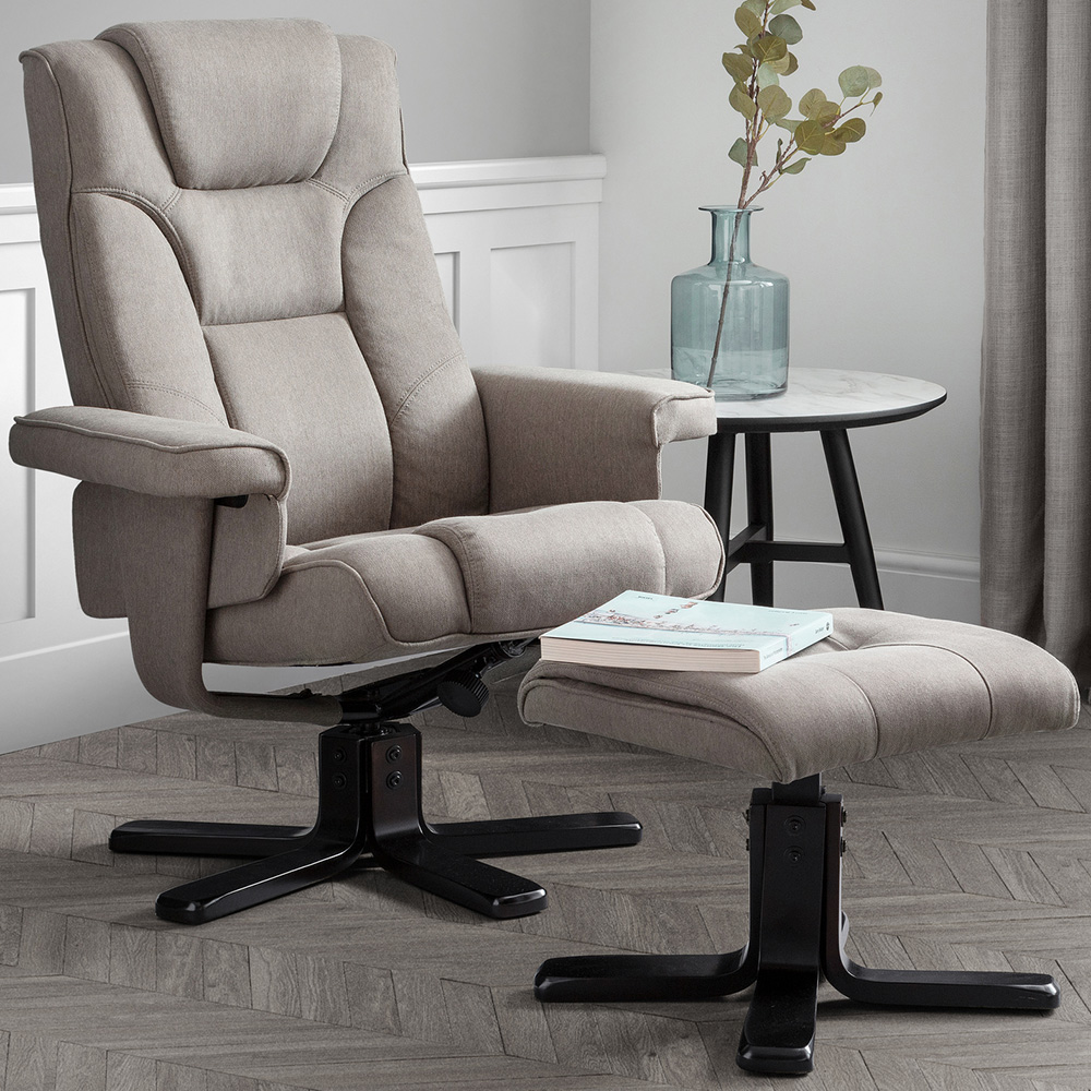 Julian Bowen Malmo Grey Swivel Recliner Chair and Footstool Image 1