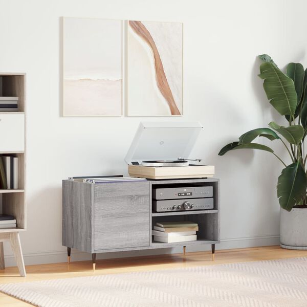 vidaXL 2 Shelf Grey Sonoma Record Cabinet Image 8