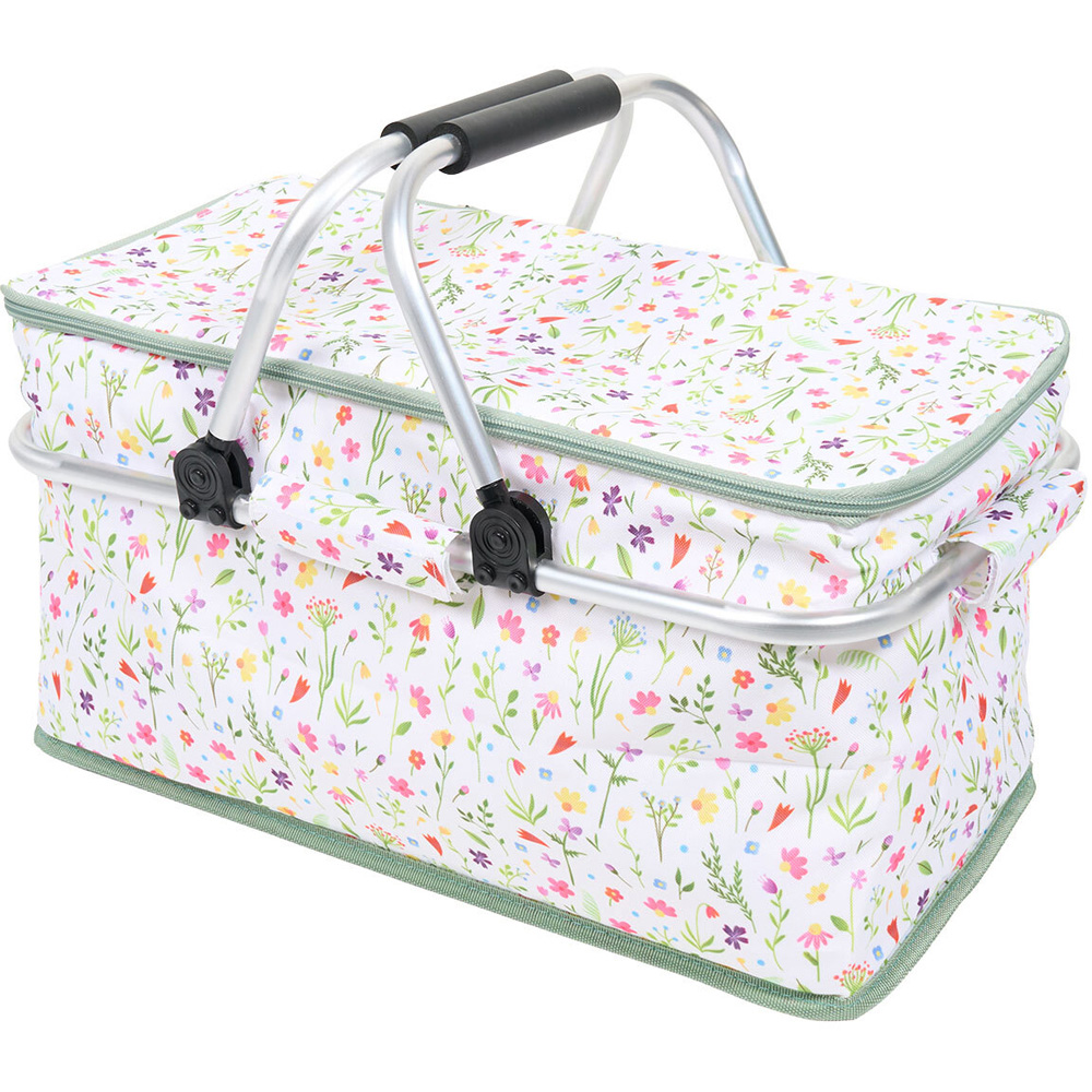 Wildflower White Picnic Bag with Handles Image 4