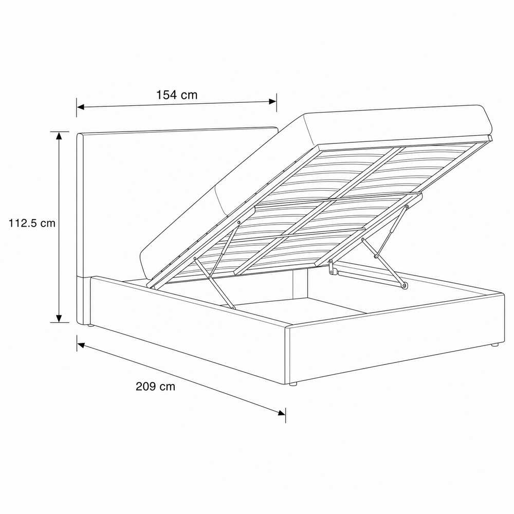 FWStyle Rufford Double Grey Fossil Front Lift Ottoman Bed Frame with Padded Headboard Image 9